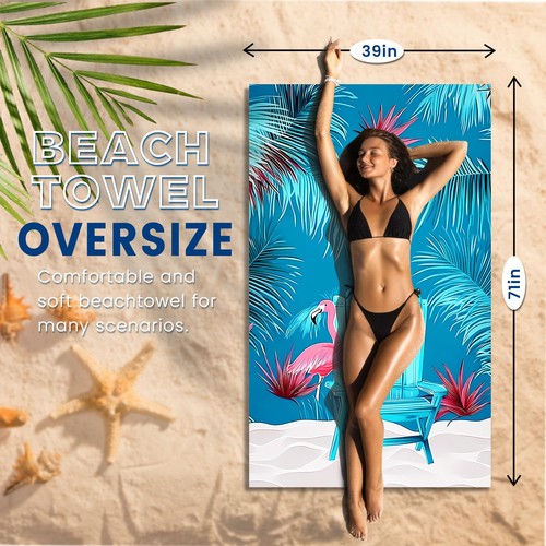 2 Pack Microfiber Beach Towel Oversized 71"x39" Sand Free Quick Dry Absorbent... - Picture 2 of 6