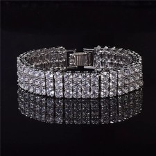 20Ctw Round Cut Lab Created Diamond 3 Row Tennis Bracelet 14K White Gold Plated