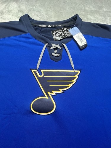 NWT! Men's St. Louis Blues adidas Blue Platinum Long Sleeve Jersey T-Shirt 2XL - Picture 2 of 7