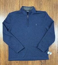 IZOD Sweater Mens XL Navy Fleece Knit Quarter Zip Mock Neck Pullover Warm NWT