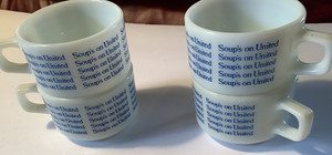 Vintage United airline soup bowls/ set 4/Pyrex#100/excellent condition