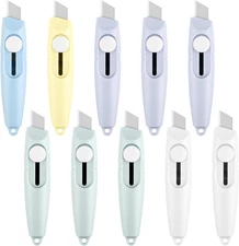 10 Pcs Mini Retractable Utility Knife Box Cutter Letter Opener Small Pocket Kniv