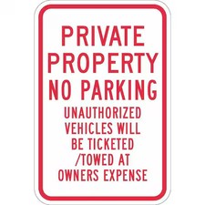 Lyle T1-1169-Dg_12X18 Private Property No Parking Sign, 12" W, 18" H, English,