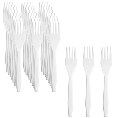 Reusable White/clear Plastic Cutlery Set Spoon Forks Knives Disposable Cutlery - Picture 14 of 32