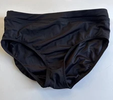 Lands End Solid Black  Bikini Swim Bottom Tummy Control Size 8 Drawstring