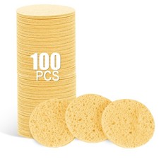 Spunspon 100-Count Facial Sponges 100 Count Pack of 1 , 100- Pack Yellow