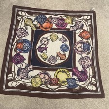 Talbots 100 Modal Multicolor Teapot large scarf 44" square EUC