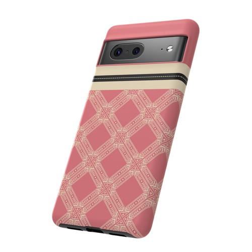 Funda de teléfono resistente a cuadros rosa y crema para Apple iPhone Samsung Galaxy Pixel - Imagen 126 de 230