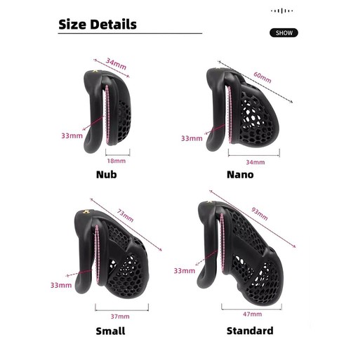 ☆sissy Beehive Pro Breathable Cage Male Chastity Device Mini Lock 2Type Rings - Picture 7 of 16