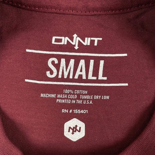 Onnit T-Shirt Mens S Burgundy Short Sleeve Crew Neck Logo Graphic Printed in USA - Picture 3 of 8