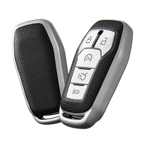 Soft TPU Key Fob Case Cover for Ford,Compatible with Ford F150 Leather Silver - Picture 2 of 8