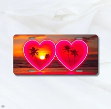 Romantic Double Hearts Artwork Custom Text License Plate Custom Made Gift