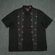 Nat Nast Shirt Mens Extra Large Black Silk Bowling Button Up Short Sleeve Luxury