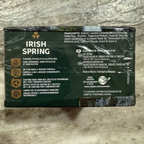 Irish Spring Bar Soap Original Clean 3 Bar Pack 12 Hour Fresh NEW Sealed - Picture 3 of 5