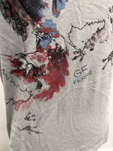 Gianfranco Ferre Gray Rooster Graphic Print T-shirt Top Short Sleeves Italy M - Picture 3 of 12