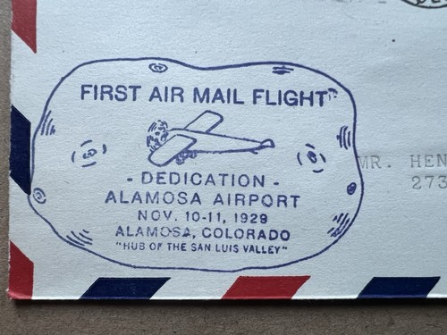 1929 Alamosa Colorado First Flight Airmail Cover • Rotes Kreuz Appell Cancel - Bild 2 von 5