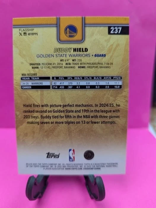BUDDY HIELD 2025-26 Topps вариант Golden Mirror No237 SSP Golden State Warriors - Изображение 2 из 2