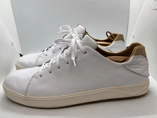 Olukai Lae'ahi li 'ili Leather Sneaker - Bright White Men’s 14