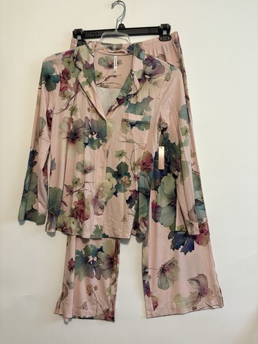 Soma Intimates Pyjama Schlafanzug Gr. Medium M rosa Blumen Shirt Hose neu neu mit Etikett $ 108