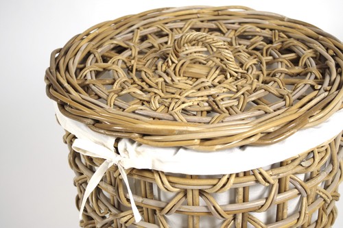 Wäschebehälter Wäschekorb Puff PLAIT Kubu Grau mit Deckel und Textilfutter groß - Bild 6 von 8