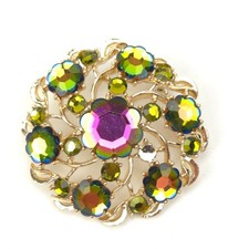Vintage Weiss Margarita Rivoli Watermelon Brooch Pin Missing Rhinestone Vitail