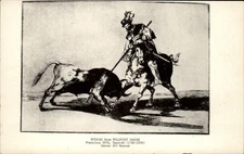 RPPC Etching Bullfight Francisco Goya Denver CO ~ 1950-now real photo postcard