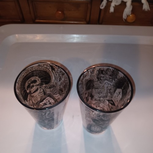 Calavera from Oaxaca by Jose Guadalupe Posada Set Of (2) Glasses - Picture 9 of 10