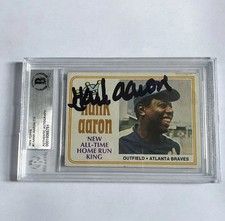 VINTAGE 1974 Topps #1 HANK AARON Braves HR King SIGNED on card AUTO Beckett BAS