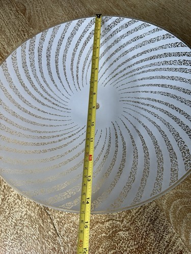 Vintage Light Shade Large Atomic Swirl Round Glass Saucer Mid Century 14.625” - Picture 5 of 6