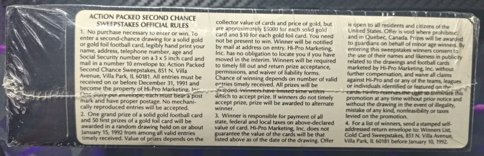 1991 Action Packed Football Box Factory Sealed!! - Image 3 of 3