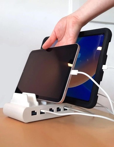 COMPULOCKS - DC/POS 5 PORT USB AND USB-C MULTIPLE TABLET CHARGING STATION WHITE - Photo 5/5