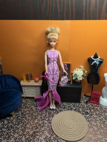 Vintage Francie / Barbie Model Muse Clone Outfit - Gown, Pumps, Purse & Hanger - Picture 20 of 20