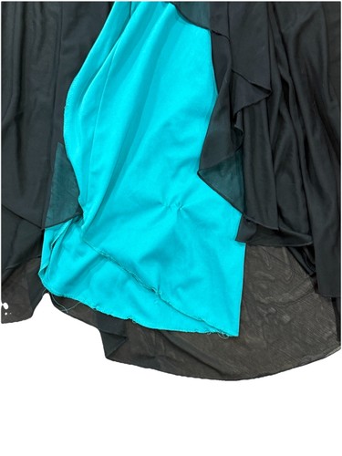 Vintage Y2K City Triangles grün schwarz High Low Neckholder Kleid Whimsigoth Damen M - Bild 5 von 8