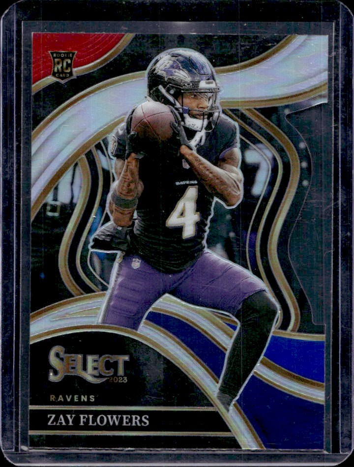 2023 Select Zay Flowers RC Red and Blue Prizm Die Cut Club #201 Ravens
