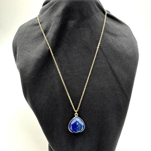 Charming Charlie Gold Tone Fashion Necklace w/Lapis Lazuli Teardrop Pendant - Picture 3 of 24