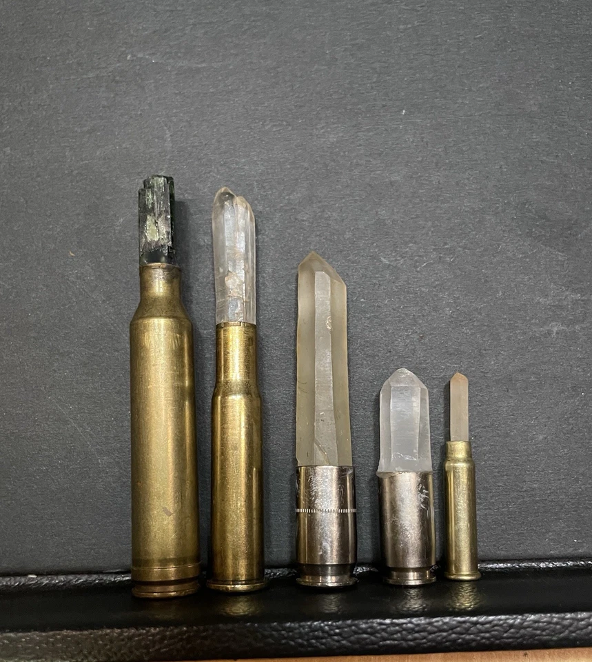 (5) Crystal Bullets for use in jewelry making Quartz & Epidote - Image 2 of 4