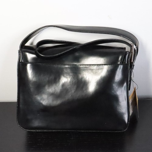 New Enzo Angiolini Black Patent Vegan Leather Rectangular Shoulder Bag Purse - Picture 5 of 6