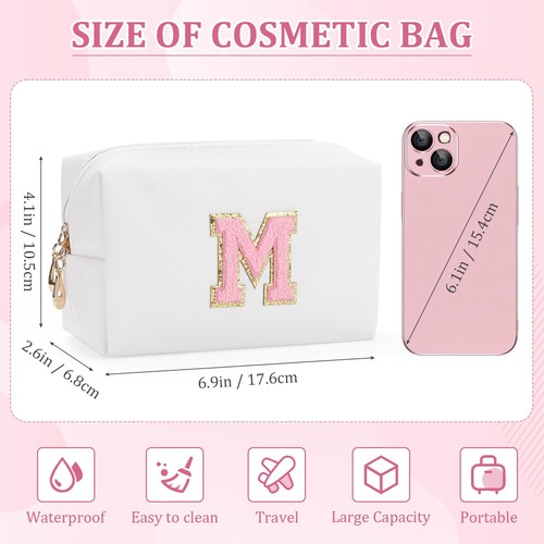 Small Personalized Initial Letter Makeup Bag for Women, Cute Waterproof PU Le... - Picture 6 of 7