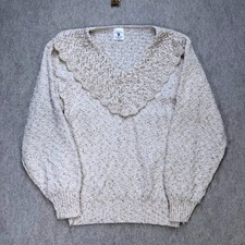 Centennial Knits Ltd Vintage V-Neck Sweater Beige Textured USA Made Grandmacore