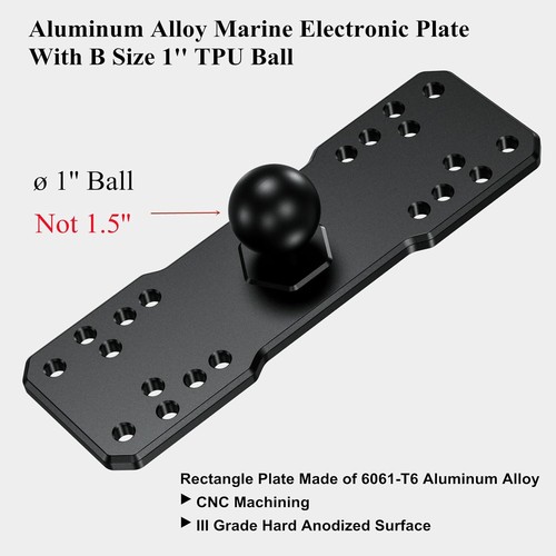 1'' Ball Fish Finder Mount, Aluminum Alloy Universal Marine Electronic Plate,... - Picture 6 of 9