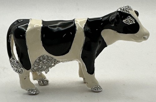 Andrea By Sadek Smalto Holstein Mucca Cristallo Swarovski Assolutamente Bellissimo! 2,75" - Foto 2 di 10
