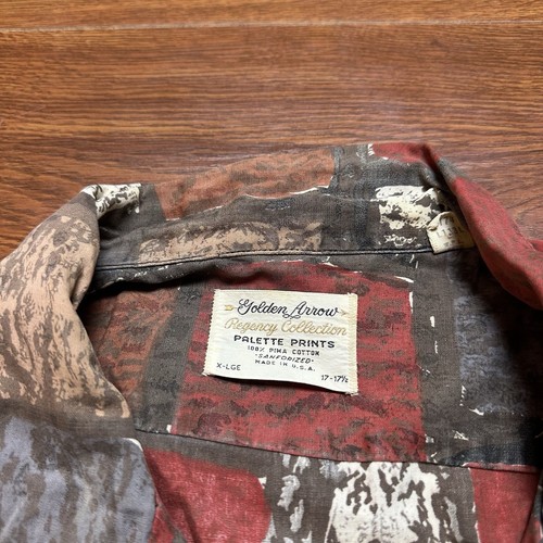 Vtg Golden Arrow Regency Palette Prints Button Shirt XL 17 - 17.5 AOP Tee 60s - Picture 3 of 19