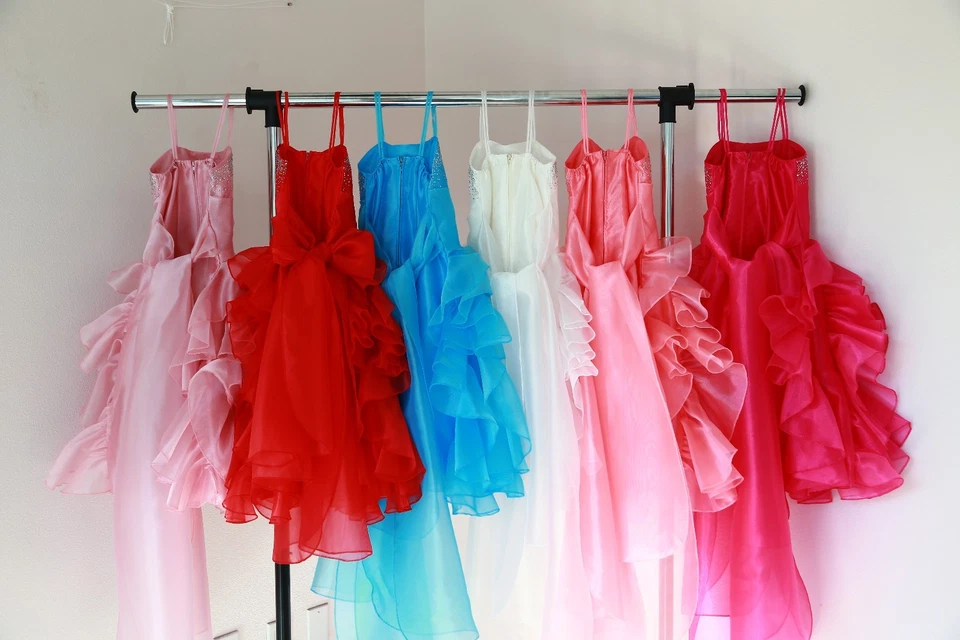 Vestido de organza plisado con volantes flor niña Junior Dama de honor Navidad Concurso Foto 3 de 4