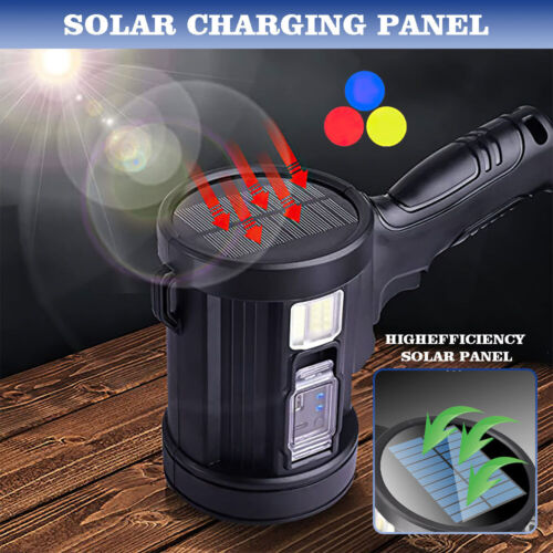 Solar/ USB Rechargeable Spotlight Spot Lights Handheld 1000000 lm Flashlight us - Picture 4 of 29