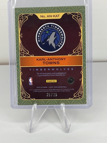 Karl-Anthony Towns 2022 Court Kings Art Nouveau /25 Game Used 3 Color Patch - Picture 2 of 2