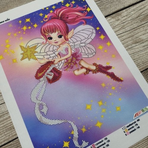 Star Fairy Bead Embroidery Scheme on Canvas DIY Stamped Printed Pattern 1635 - Picture 5 of 9