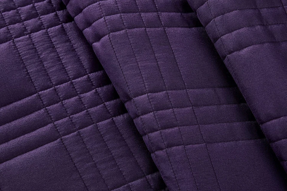 Chezmoi Collection 3-Piece Dark Purple Oversized Coverlet Bedspread Quilt Set - Image 3 of 4