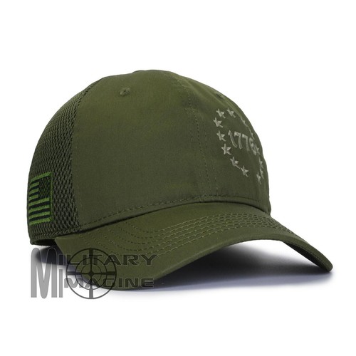 1776 Betsy Ross 13 Colonies 2A Hat OD Green / Green Micro Mesh Tactical Cap - Picture 3 of 6