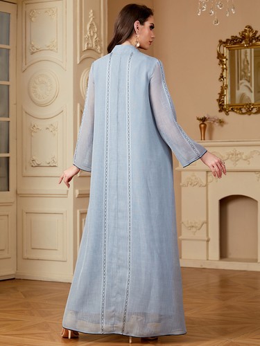 Maxi Vestido Musulmán Mujeres Ramadán Dubai Abaya Kaftan Moda Islámica Vestido de Noche - Imagen 144 de 175