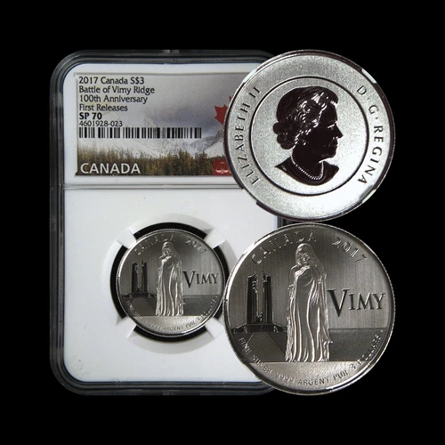 CANADA. 2017, 3 Dollars, Silver - NGC SP70 - Top Pop 🥇 Battle of Vimy Ridge